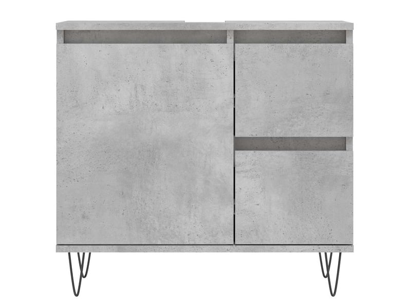  Armoire de salle de bain, meuble de rangement gris béton 65x33x60 cm shl3209  - Conforama E