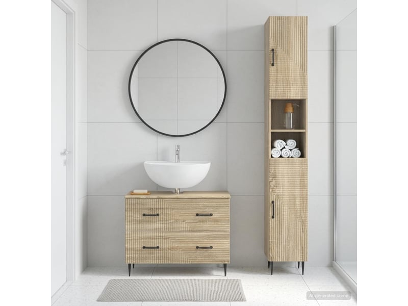  Ensemble de 2 meubles de salle de bain haarlem chêne sonoma cf63162  - Conforama B