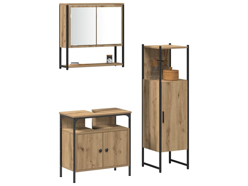  Ensemble de mobilier de salle de bain 3 pièces marron cf64481  - Conforama C