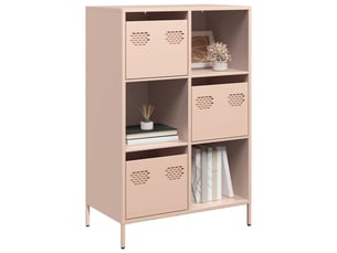 Buffet haut - bahut - meuble de rangement rose 68x39x103,5 cm acier