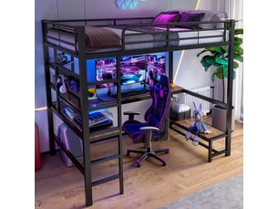 Lit mezzanine 90x200 cm <strong></strong>  <strong></strong> coloris noir