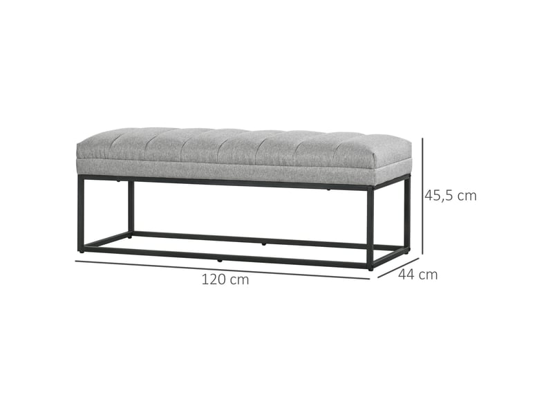  Banc 120x44x45,5 cm assise matelassée métal gris clair  - Conforama E