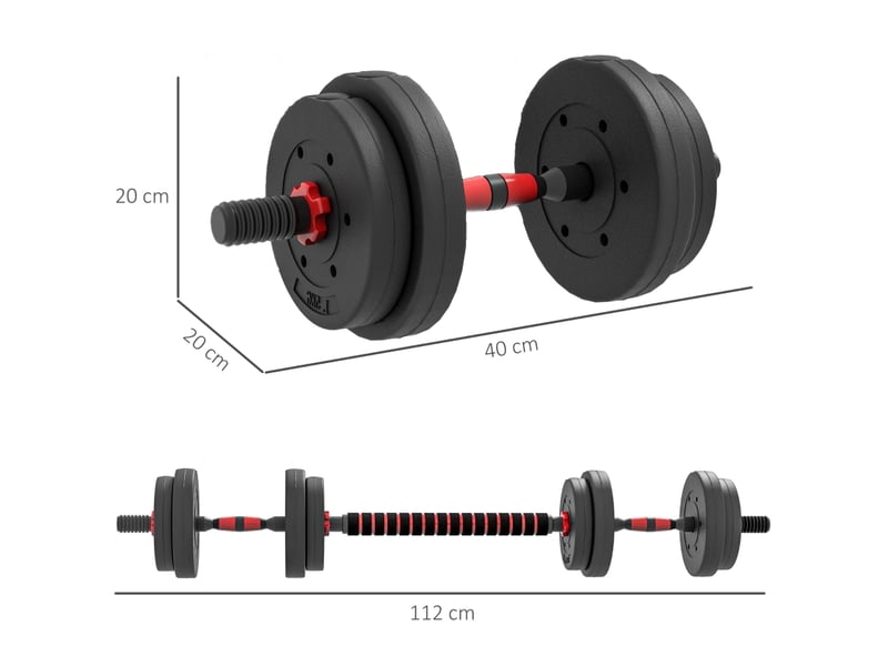  Ensemble d'haltères 2 en 1 15 kg réglable noir  - Conforama D