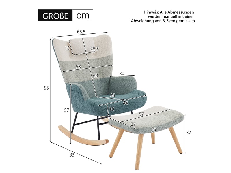  Fauteuil à bascule modenvie en bouclette multicolore avec repose-pieds  - Conforama C