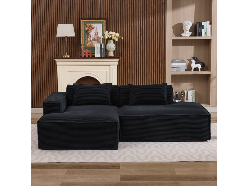  Canapé 3 places en tissu avec 2 coussins, assise ressorts ensachés et mousse haute densité, design épuré  - Conforama R