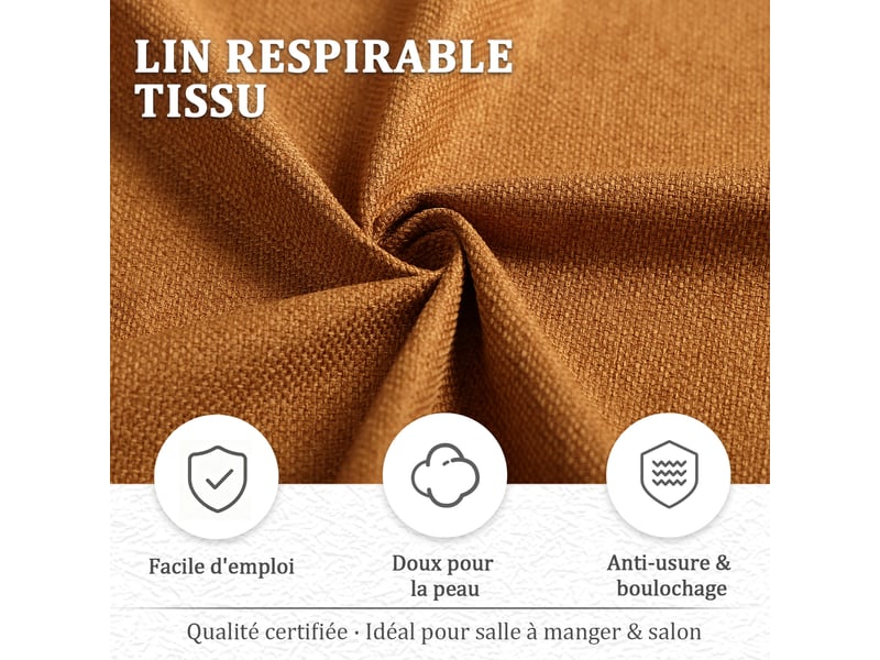  Chaise de salle à manger pivotante 360° design cocon – goeurvant, tissu effet lin, rembourré, orange  - Conforama E