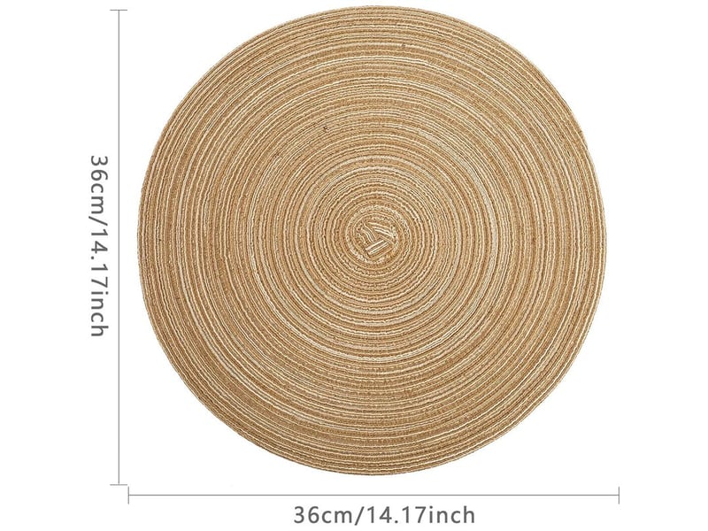 Sets de table,set de table rond tressé lot de 6 lavable résistantes à la chaleur antidérapant, 36cm, couleur café - Conforama C