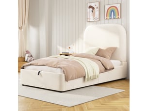 Lit coffre 90x200 cm <strong>OKWISH</strong>  <strong></strong> coloris beige