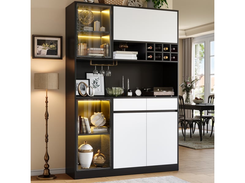  Lit enfant gigogne 90x200 cm avec lit tiroir 90x190 cm, toboggan, échelle latérale, tiroirs, cadre bois massif et toit en tissu, blanc et bois naturel  - Conforama B