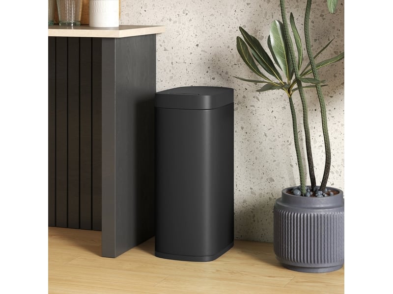  Poubelle à capteur tcqpz 50 l sans contact en métal noir 26,5 x 35,5 x 68 cm  - Conforama B