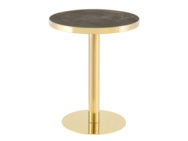 Table d'appoint ronde en mdf finition marbre avec cadre en acier inoxydable pour salon gris et or  - Conforama A