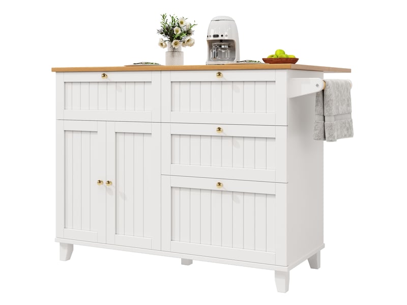  Desserte de cuisine blanche en mdf 133x70x88 cm avec plateau rabattable  - Conforama A