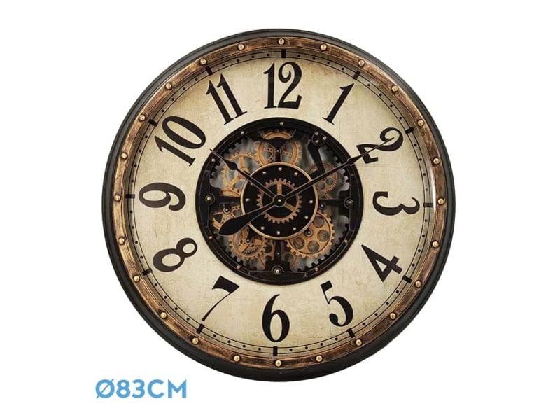  Horloge murale fabrilamp treviso 83 x 83 cm dorénoir engrenages mobiles 215610016 - Conforama A
