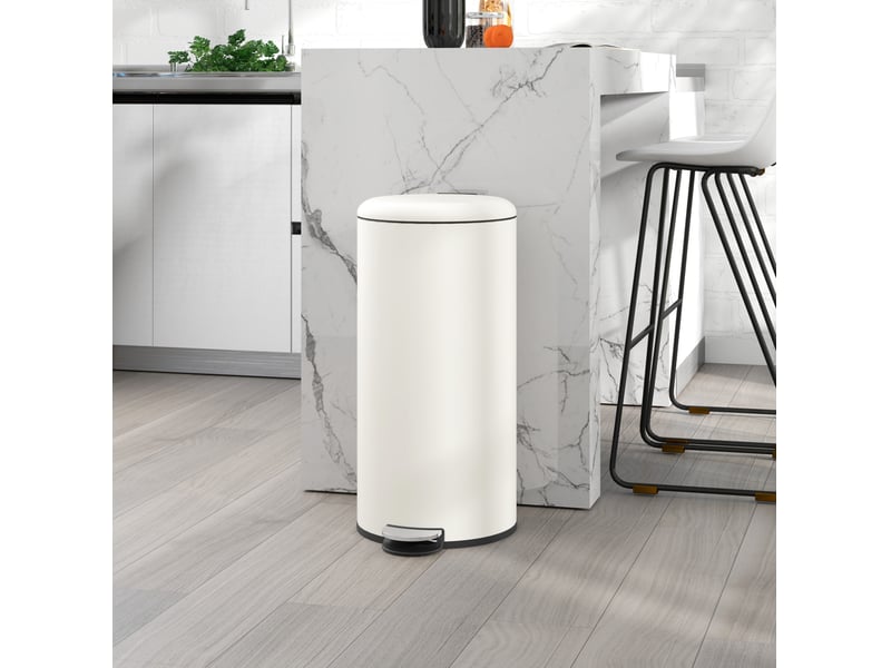  Poubelle à pédale 30 l 36x30x63,5 cm couvercle silencieux métal ivoire  - Conforama B