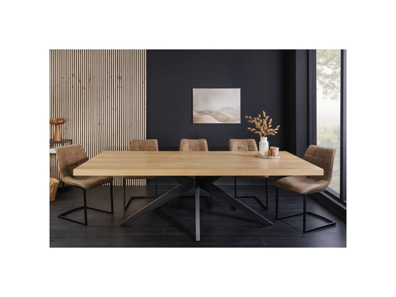  Table de salle à manger azma – mdf placage chêne et métal – 240 cm – style moderne  - Conforama D