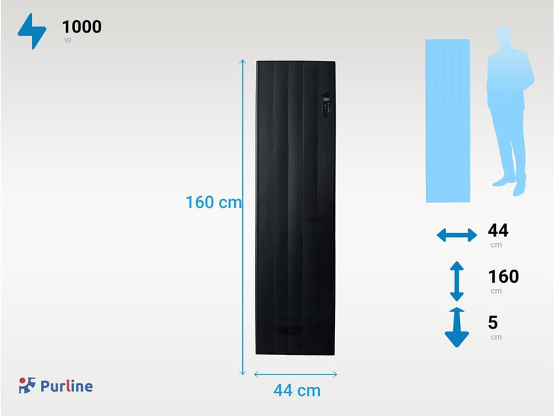 Radiateur électrique design vertical 1000w avec contrôle wifi CENIT B1000 - Conforama D