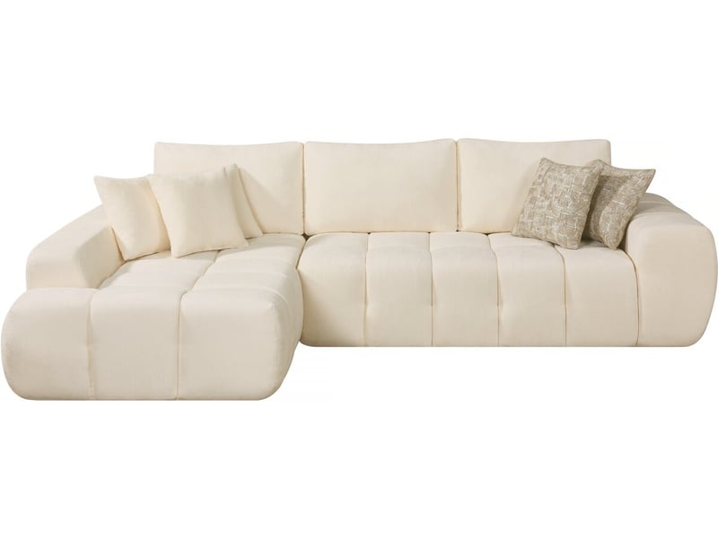 Canapé d'angle gauche en tissu style bubble sidonie - 4 places - beige  - Conforama A