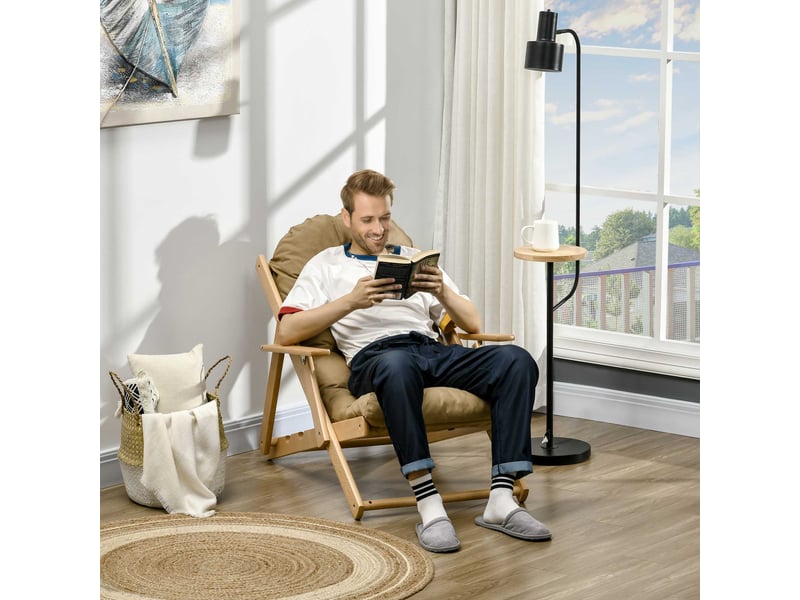  Fauteuil de relaxation, fauteuil inclinable, bois de hêtre, 71x89x96cm, marron  - Conforama C