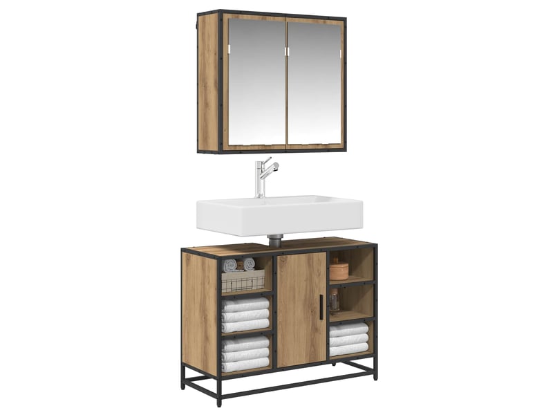  Ensemble de mobilier de salle de bain 2 pc chêne artisanal cf64050  - Conforama C
