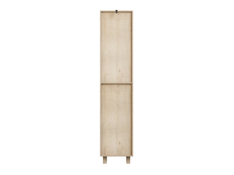  Armoire de salle de bain haute avec étagères ouvertes et rangements fermés, finition chêne, 35 × 30 × 162,5 cm  - Conforama A