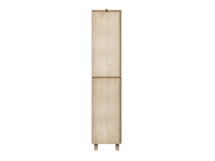 Armoire de salle de bain haute avec étagères ouvertes et rangements fermés, finition chêne, 35 × 30 × 162,5 cm