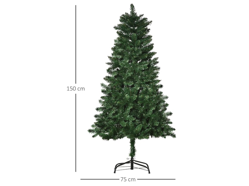 Sapin de noël artificiel 150h cm 454 branches épines imitation nordmann grand réalisme vert  - Conforama C