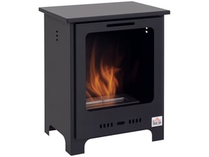 Cheminée de table au bioéthanol noire en métal, flamme réelle, 0,9 l, 40 x 30 x 50 cm