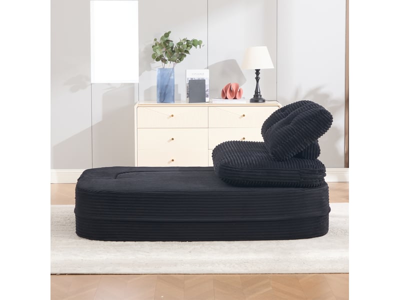 Canapé modenvie 2 places convertible en position allongée, velours côtelé noir, assise profonde, dossier haut, porte-gobelets, 165 x 97 x 61 cm - Conforama D