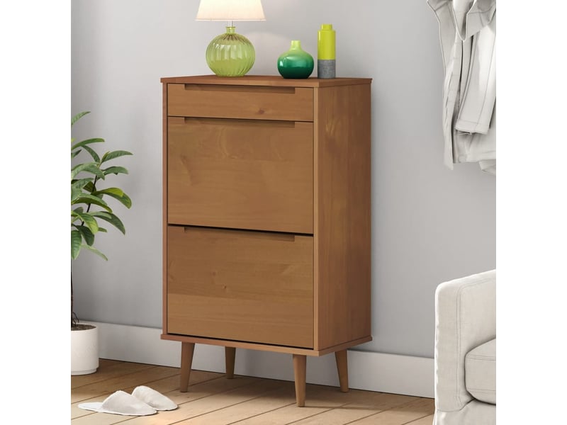  Meuble à chaussure, armoire à chaussures molde marron 59,5x35x103 cm bois de pin  - Conforama B
