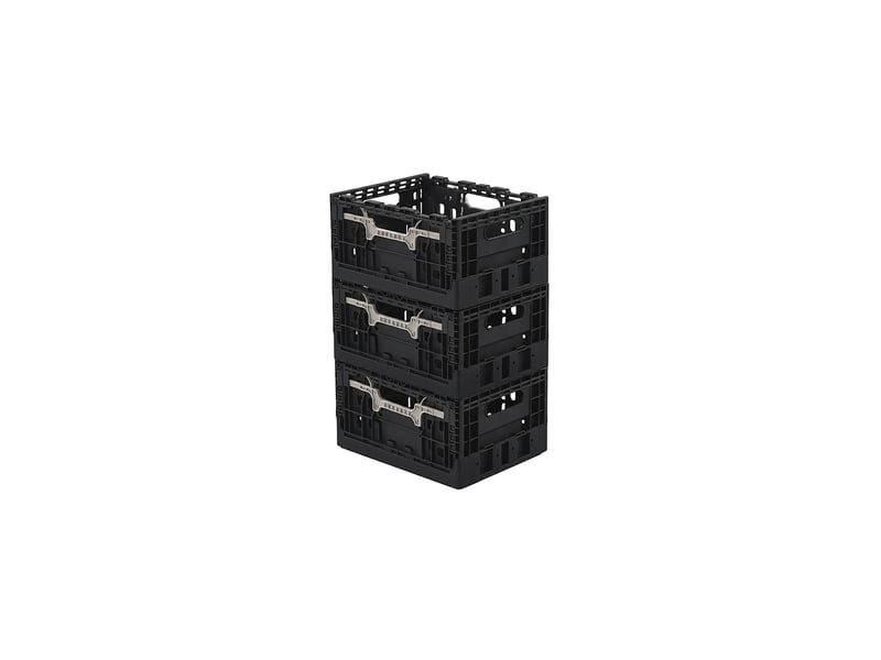 Lot 3 bacs de rangement pliables en plastique noir 27,5 x 37 x 19 cm 62556L - Conforama A