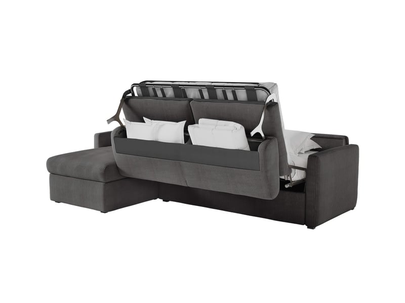 Alice - canapé d'angle réversible convertible système couchage express 4 places en velours côtelé - Conforama C