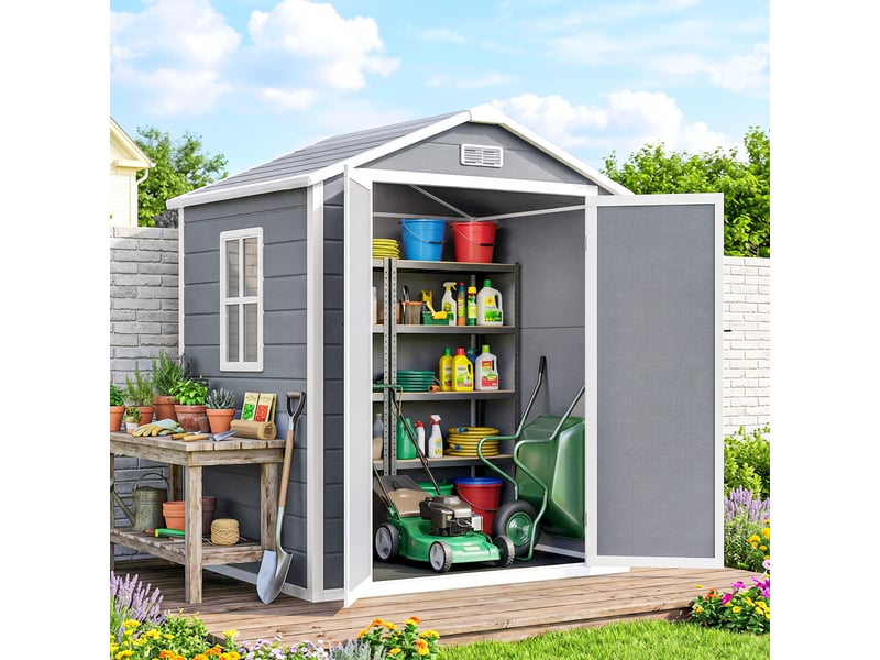  Abri de jardin en polypropylène 2,12 m² avec double porte, fenêtre et aération  - Conforama C