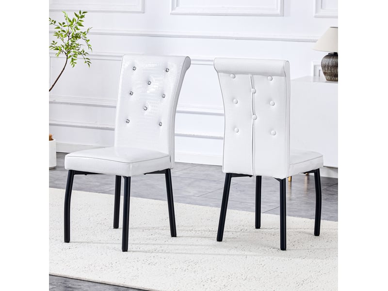 Lot de 2 chaises de salle à manger 42x61,5x101 cm pvc blanc et noir - Conforama E