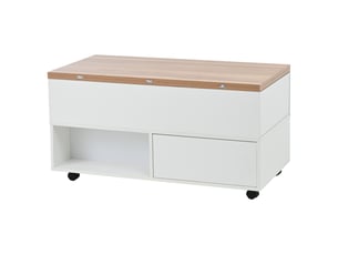 Table basse relevable avec 4 tiroirs, 2 niches et 4 roulettes pour salon en panneaux de particules 100 × 50 × 52 cm - uvrion