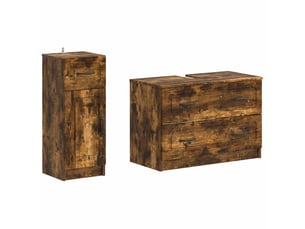 Ensemble de 2 meubles de salle de bain utrecht chêne fumé cf63209