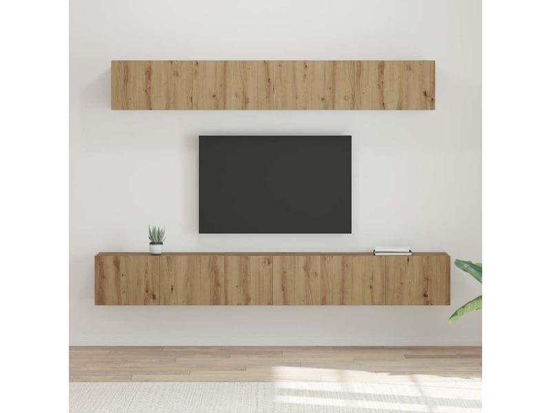  Ensemble meuble tv - banc tv - meuble de rangement 5 pcs chêne artisanal bois d'ingénierie  - Conforama B