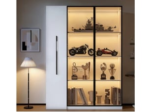 Vitrine coloris blanc 5 étagère(s) SEYAKANY - 110.5 cmx160 cm