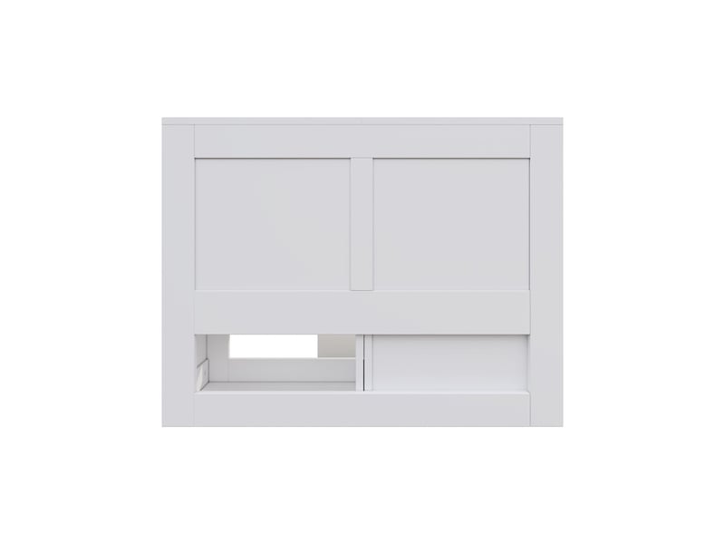  Lit coffre 90x200, rangement intégré lit une personne, tiroirs coulissants, sommier inclus, blanc frais  - Conforama D