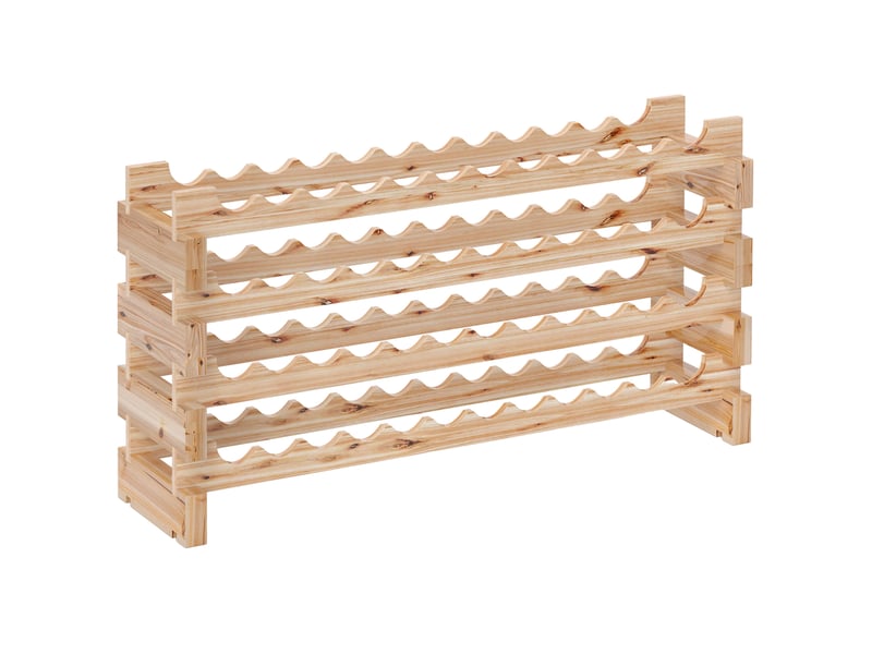  Casier à bouteilles pour 48 bouteilles, étagère à vin avec 4 niveaux modulable, 114×28×56,5cm, bois naturel  - Conforama B