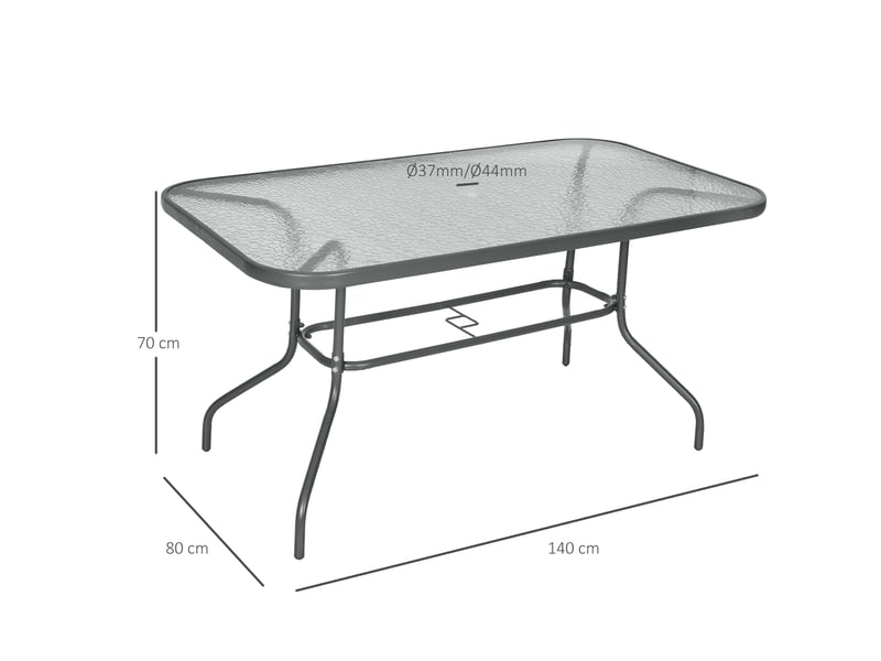 Table de jardin rectangulaire métal gris 140x80x70cm - Conforama E