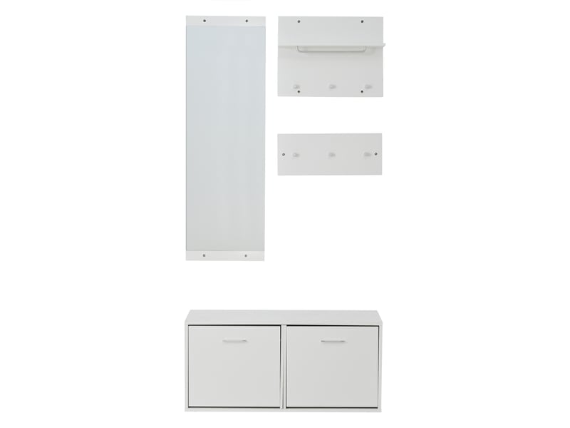 Portemanteau avec banc et rangement blanc 90 cm - Conforama W