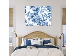 Tableau décoration murale impression sur toile fleurs feuilles bleu - 100x70 cm - tableau décoration murale chambre et salon