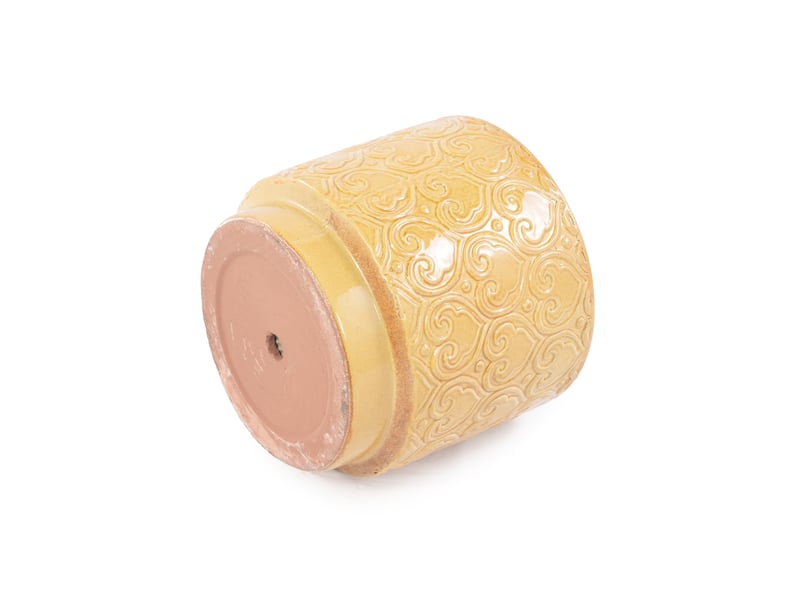 Lot de 4 pots de fleurs 38x38x35 cm, diamètres 3831,52419 cm, céramique, jaune chaud  - Conforama D