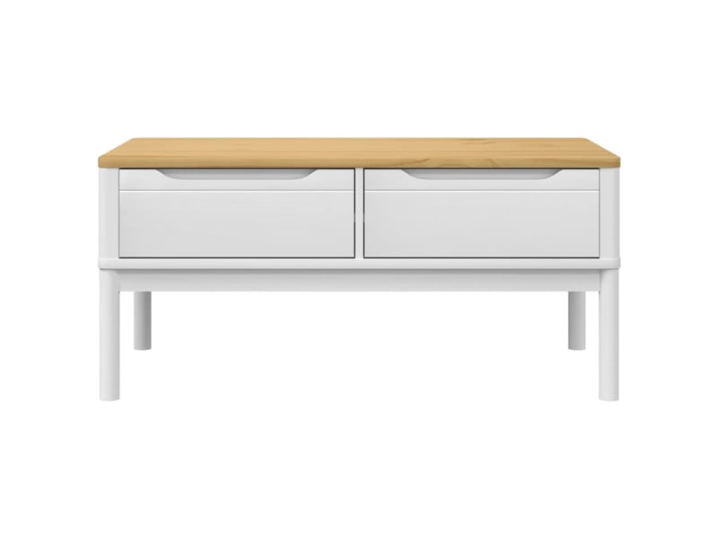 Table basse - table de salon - table à thé floro blanc 99x55,5x45 cm bois massif de pin  - Conforama E