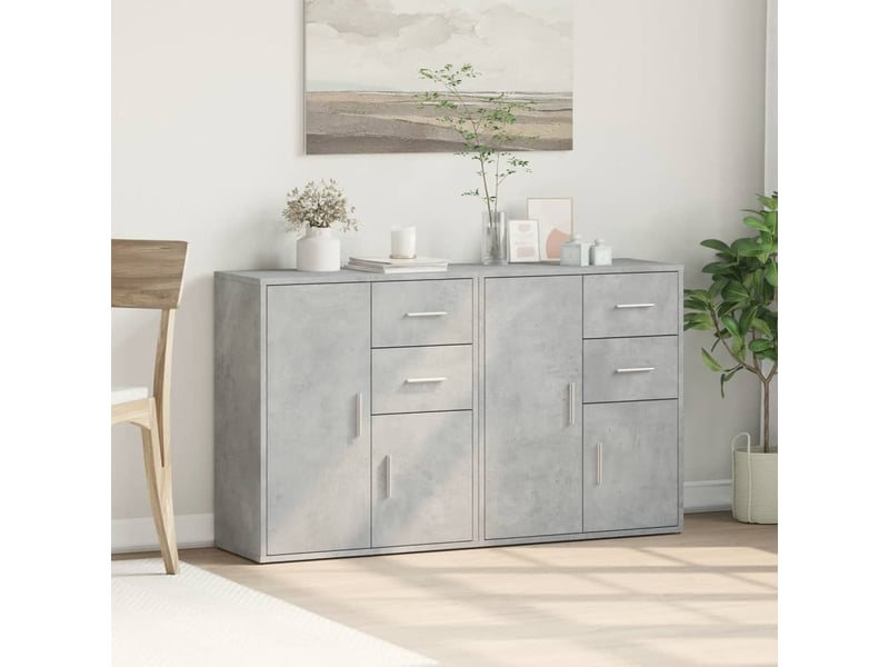  Buffets 2 pcs - bahut - meuble de rangement gris béton 60x31x70 cm bois d'ingénierie  - Conforama C