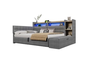 Lit banquette 140x200 cm <strong>SAPGAKS</strong> <strong></strong> coloris gris