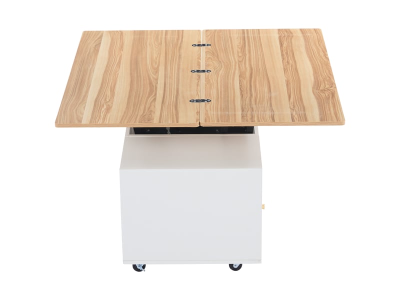 Table basse réglable en hauteur avec fonction pliante et 4 tiroirs, 100 x 50 x 47,5 cm, une grande et une petite table à levage hydraulique, table de salon mobile avec roulettes universelles, table basse - Conforama E