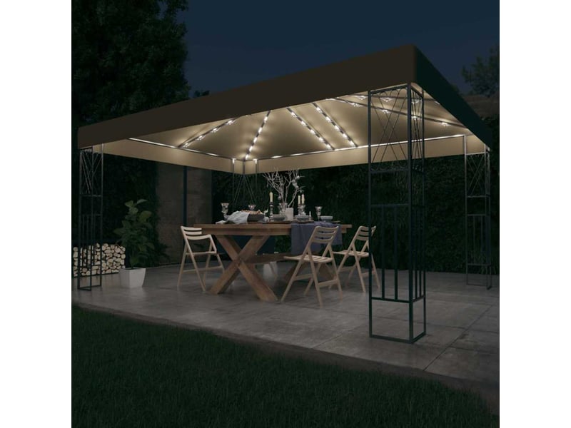  Tonnelle avec guirlande lumineuse à led 3x4 m taupe tissu cf62470  - Conforama B