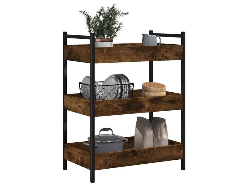  Desserte de cuisine, chariot de rangement chêne fumé 50x30x70 cm bois d'ingénierie  - Conforama E
