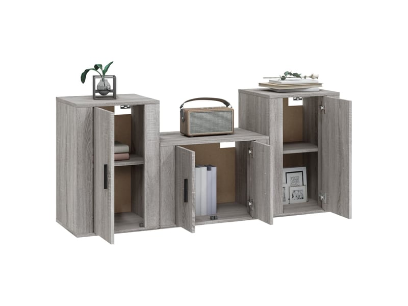  Ensemble de meubles tv 3 pcs sonoma gris bois d'ingénierie shl66237  - Conforama C